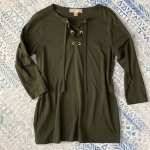 Michael Kors Green Lace Up Top